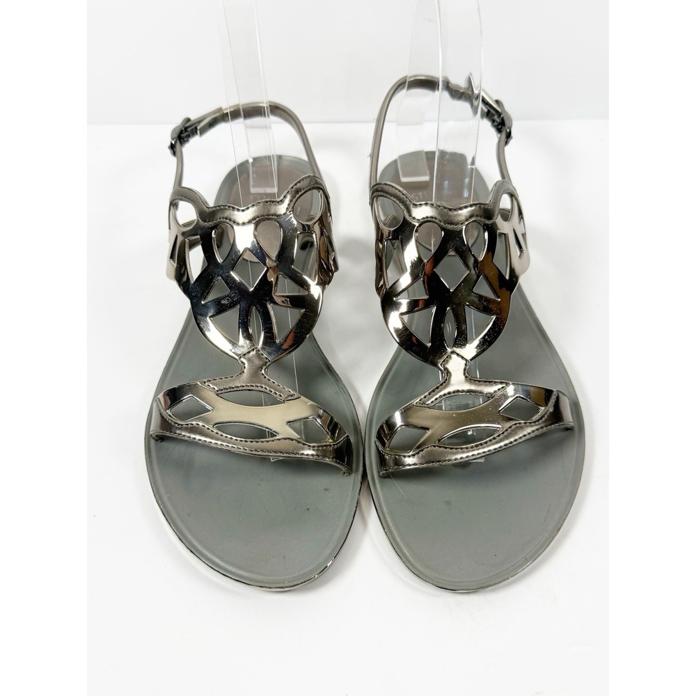 Stuart Weitzman Gelfisher Graphite Jelly Sandal Size 7 Metallic Silver Comfort